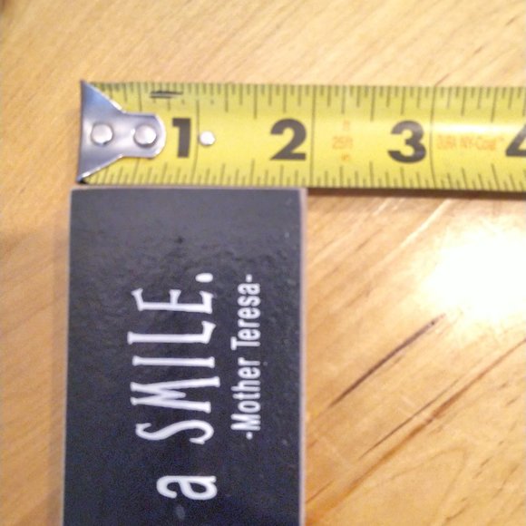 "Peace Begins with a Smile" 8x2" b/w wood sign Mother Teresa Quote - Picture 5 of 10